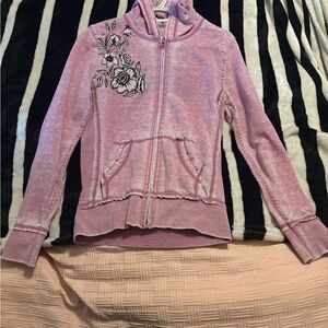 Floral Embroidered Pink Kids Jacket